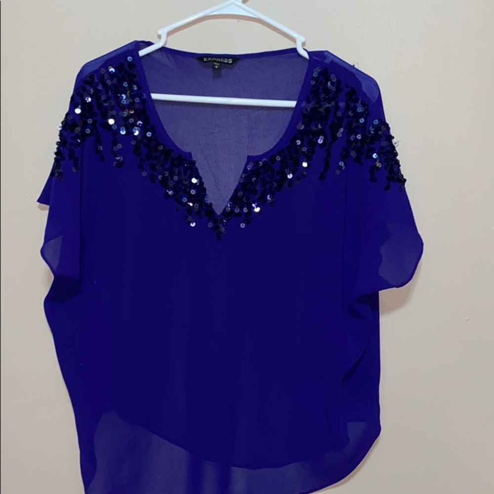 Sheer purple sequence top